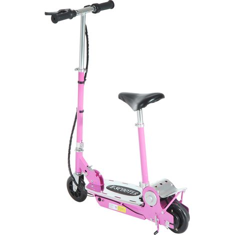 Trottinette électrique pliable (120 W) pour enfants de 7 à 12 ans, guidon et selle réglables en hauteur, vitesse maximale 10 km/h, rose (1/5)