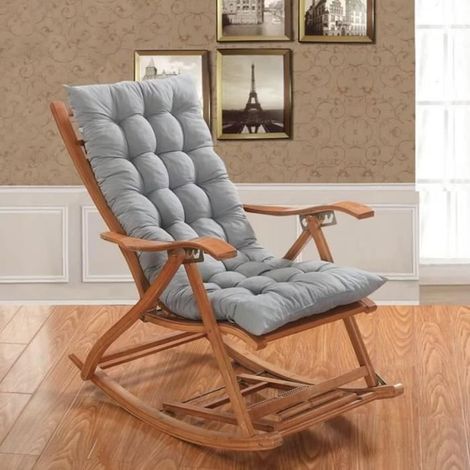 Terrasse de Jardin éPais Grand Fauteuil à Bascule Coussin, Fauteuil Inclinable Relaxer Coussin de Chais, 110 x 40cm, Gris (1/4)