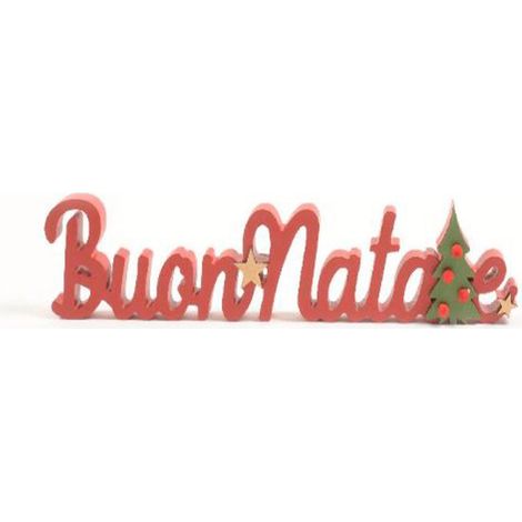 Scritta decorativa "Buon Natale" in legno decorazione natalizia -39 cm