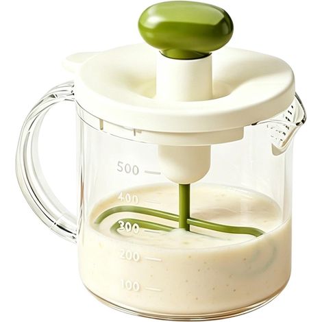 Gobelet Mélangeur D'Œufs Mélangeur de cuisine manuel à pression - Gobelet Batteur Manuel À Œufs,Pour Pâtisserie Cuisson Crème Lait Poudre Marinades Pâte À Gâteau Cuisine Dortoir (1/5)