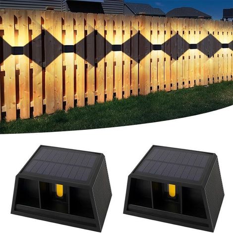 2 Pièces lampe solaire exterieur, 120°Chaude lumiere solaire exterieur, eclairage exterieur solaire Vintage, Réglable Up Down Lumière Solaire étanche IP65, pour Jardin Mur Clôture, exterieures jardin,