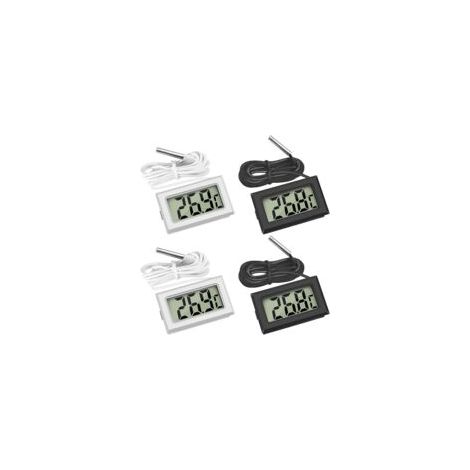 Mini termometro digitale LCD per frigorifero, congelatore, acquario - Bianco e nero (confezione da 4) - Crezuo (1/4)