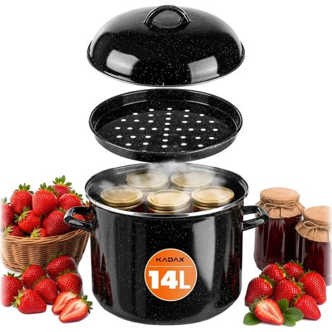 Kochtopf, 14 l Fassungsvermögen, emaillierter Stahl, schwarz, 5000 ml (1/5)