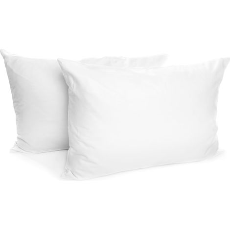 Lot de 2 taies d'oreiller Nature 50x70 cm, 100% coton 144 fils/cm², blanches (1/3)
