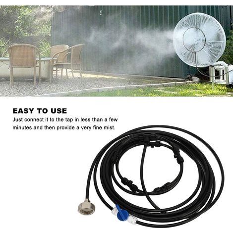 Ortviai Kit de brumisation pour ventilateur extérieur – 6 buses en cuivre, tuyau de 6 m avec raccord 3/4″ (1/4)