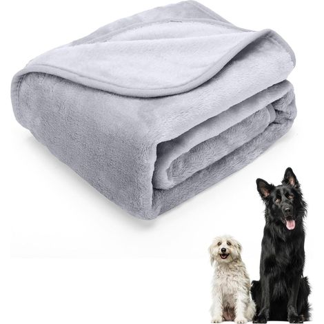 Couverture pour chien lavable en polaire douce pour animaux de compagnie, couverture douce et chaude, grise, 160 x 100 cm (1/3)
