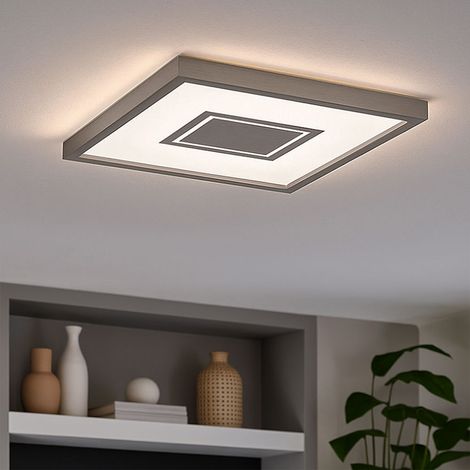 Plafoniera LED argento lampada da soggiorno plafoniera quadrata con retroilluminazione, retroilluminazione, 22W 3000Lm bianco caldo, LxLxH 42,3x42,3x3,9 cm (1/5)