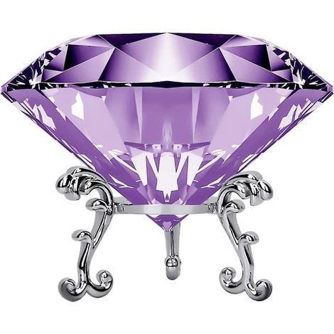 Presse-papier en cristal en forme de diamant avec support, bijoux, décorations de mariage, centres de table, décoration intérieure, 8 cm (violet) (1/5)
