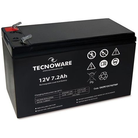 Batería Tecnoware 12V 7,2Ah Faston 6,3 Mm EACPE12V7A2TWP