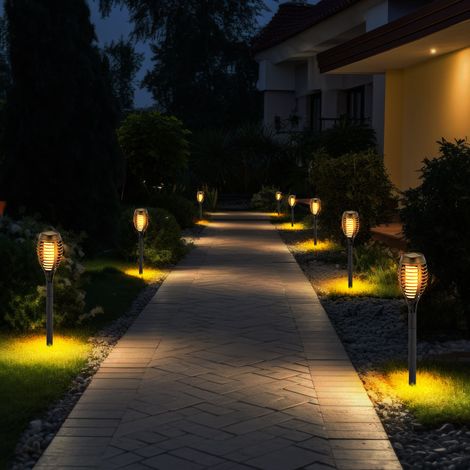 Solar Flammen Fackeln Gartenleuchte Solarlicht im Freien Solarfackeln für Außen Flamme Solarleuchten Fackel für Außen, Feuereffekt, 12x LED, DxH 7,5x51 cm, 8er Set (1/5)