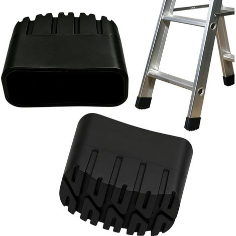 Lot de 2 pieds en caoutchouc pour échelles - 50 x 20 mm - Pieds de rechange en caoutchouc robuste - Antidérapants - Pour escabeau et échelle pliante - Accessoires d'échelle - Noir (1/5)