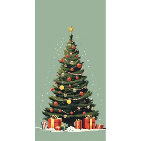 Nouvelle décoration de porte de Noël, motif Père Noël, pour jardin/cour extérieure - 90 x 180 cm (perforée + ruban) - 53