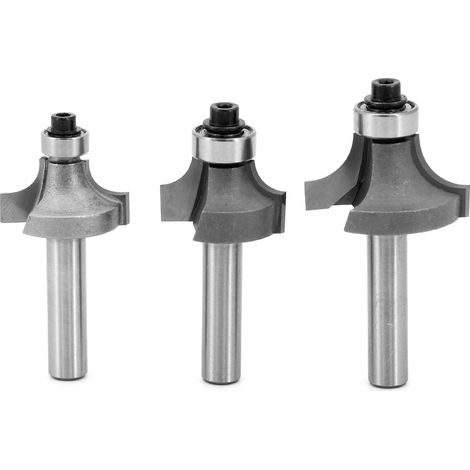 3-teiliges Set 8-mm-Schaft-Radiusfräser mit abgerundeten Ecken für Rundungen und Kantenprofilierung, geeignet für Holzbearbeitung und Tischlerei. (1/5)