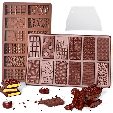 Moule Silicone Pour Tablette De Chocolat, Barre Et Bonbons - 2 Pièces - Pour Glaçons (1/5)