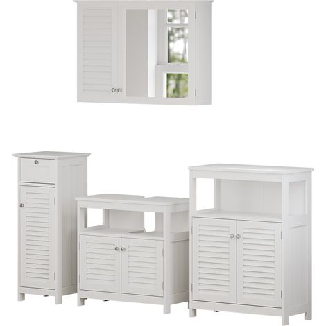 Set di mobili da bagno Riad, Bianco, 4 pezzi, opzione 2, Vicco