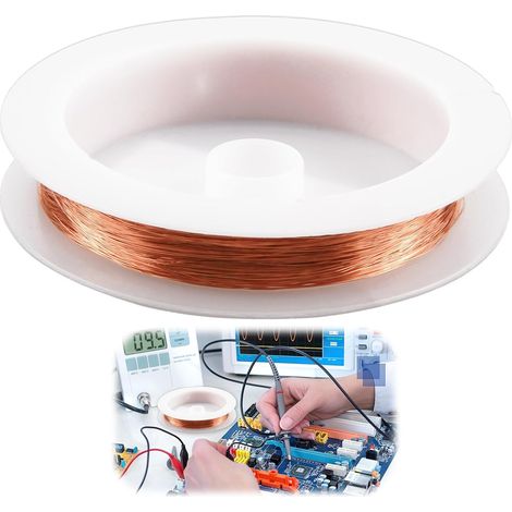 Fil de Cuivre pur 0,1 mm x 100 m, Bobine de Cuivre  Isolation et Résistance aux Hautes Températures, pour Bijoux, Jardin, DIY, Expérience de Soudage, Artisanat, Jardinage (1/5)