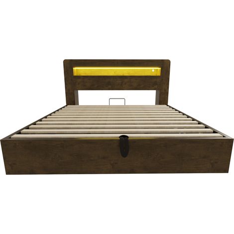 Cama con almacenaje 180 x 200 cm con LED, enchufes y estantes, MODENUIT (1/5)