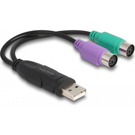 Delock USB 2.0 Adapter [1x USB 2.0 Stecker A - 2x PS/2-Buchse] 61051 0.17 m (1/2)