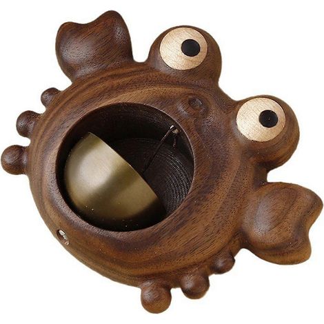 Sonnette décorative en bois en forme de crabe, convenant aux portes de magasins ou de maisons/commerces. (1/5)