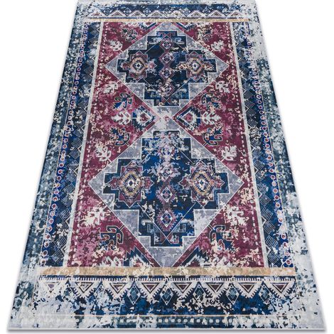 ANDRE 1136 Waschteppich orientalisch vintage Anti-Rutsch - rotwein / blau multicolour 120x170 cm
