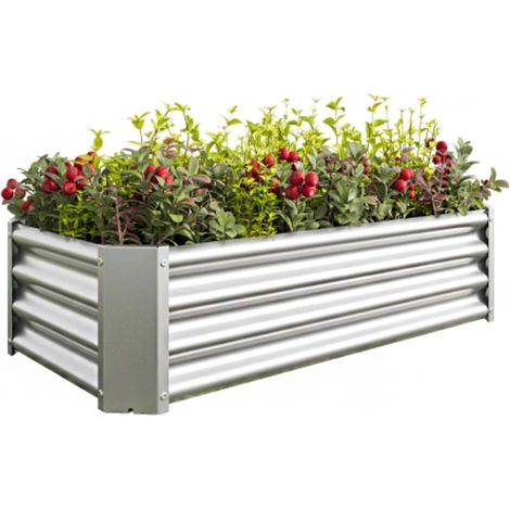 Potager surélevé en métal, fabriqué en tôle d'acier robuste, stable et résistant à la rouille. Kit sans fond, idéal pour les légumes, les herbes aromatiques et les fleurs. Anthra (1/5)