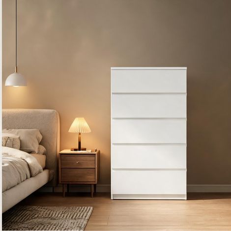 Commode coloris blanc en panneau de particules 60 x 39 x 100 cm (1/5)