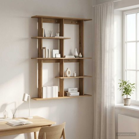 vidaXL Wall Shelf Artisan Oak 102 x 20 x 130 cm Engineered Wood (1/5)
