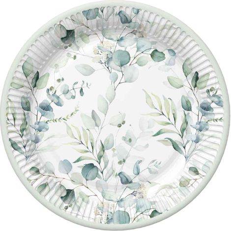 piatti di carta 22,7 cm rami di eucalipto 8 pezzi  79-37