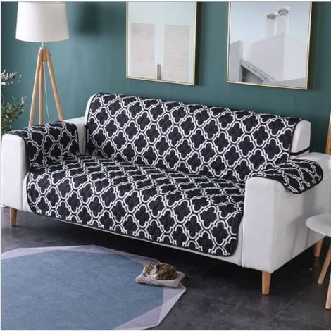 Luxe matelassé Chaise, Housse de Canapé Matelassée pour Animaux Protège 3 Places (167-190CM) Noir (1/4)