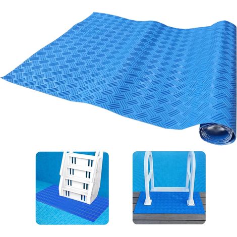 Tapis Antidérapant Piscine, 90x23cm Tapis D'échelle de Piscine, Tapis de Sol Piscines Rectangulaire, Pool Ladder Mat for Ground Pools, Tapi de Piscines Compatible avec échelle (A) (1/5)