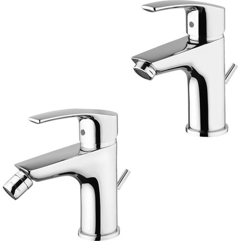 Set miscelatori lavabo e bidet cromato con piletta New Berry di Paini Rubinetterie (1/5)