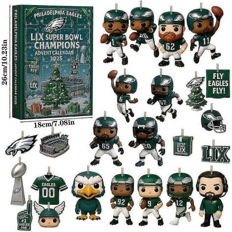 Calendrier de l'Avent de Noël des Eagles de Philadelphie avec 24 boîtes surprises en acrylique (1/4)