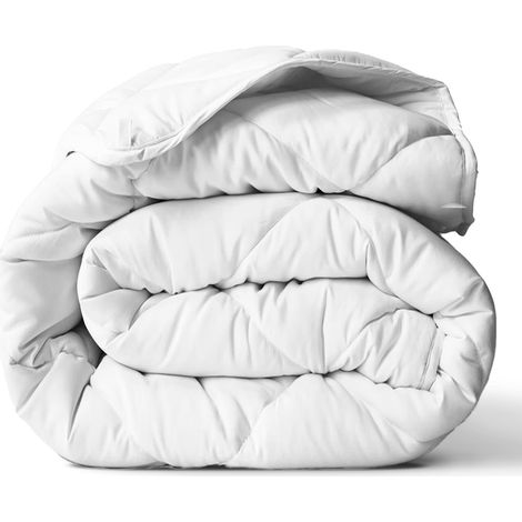 Couette matelassée en Microfibre pour Toutes Les Saisons, rafraîchissante, Respirante et Douce, réversible, Blanc, lit Double (1/5)