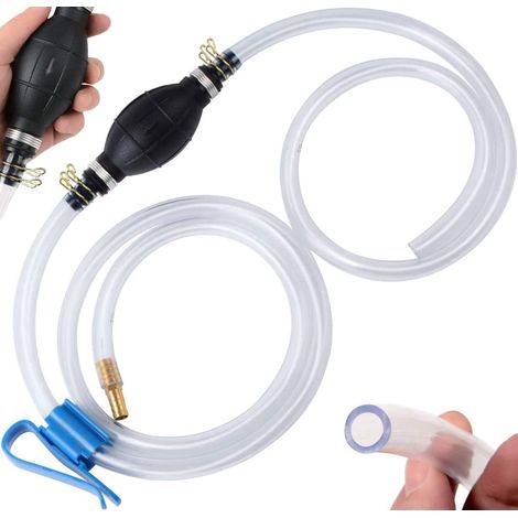 Pompa a sifone, adatta per benzina, diesel, liquidi, acqua, acquari, pompa manuale, con tubo di sifone resistente (15 mm), dotata di fascetta stringitubo, fibbia in metallo e raccordo in ottone.