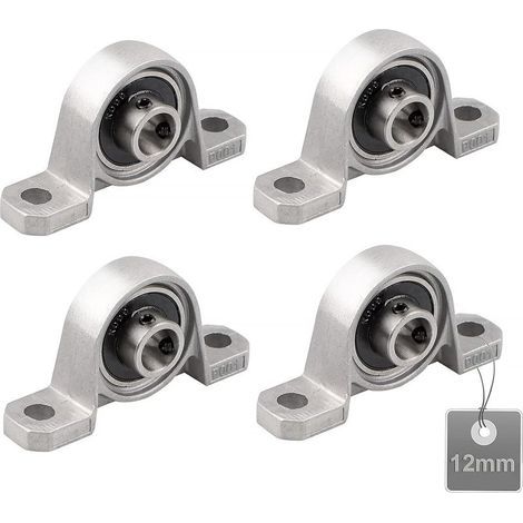 (Taille : 12mm,KP001)4 Pièces Roulements de Bloc d'oreiller, Palier Roulement, Roulements à Billes, Roulements Alliage de Zinc, Paliers a Semelle, Roulements à Billes, avec Base en fonte solide (1/5)