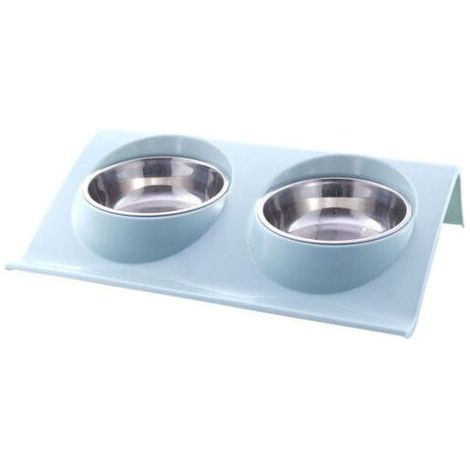 Gamelle double inclinée pour chat, bleue, petit format. (1/5)