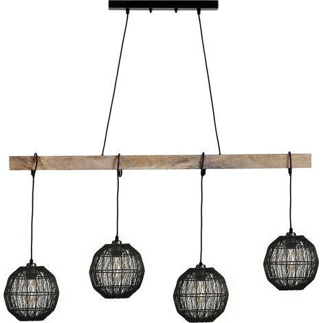 Globo - lámpara colgante - Hermi II - negro - madera metal - gran