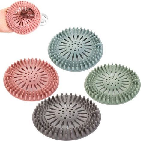 Silikon-Haarsieb – Universeller Abflussschutz – Verhindert Verstopfungen – Für Waschbecken, Dusche und Badewanne – Küche und Bad – 4er-Pack (1/5)