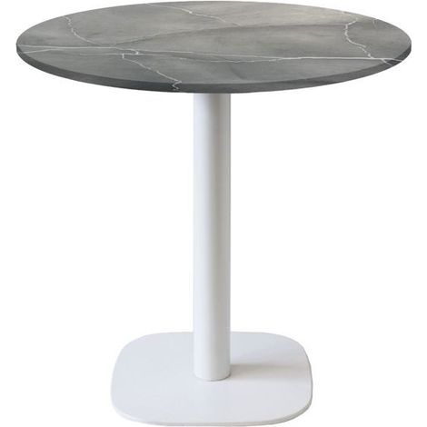Table ronde Ø 70 cm - modèle Round pied blanc lune bleue