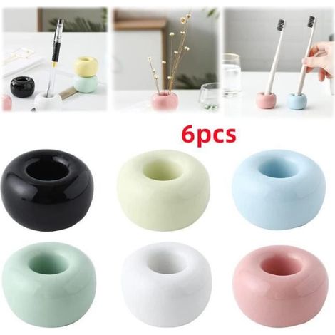Porte brosse à Dents,Base de brosse à dents en céramique,porte-pinceau de maquillage Circulaire,pour Coiffeuse,Salle de Bain (1/4)