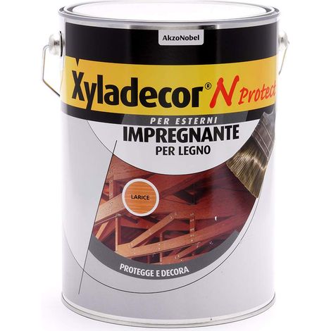 Xyladecor N PROTECT Fondo Impregnante per Legno Esterno a base solvente, Protettivo e Decorativo, Pronto Uso, LARICE 5L, 5 L (1/3)