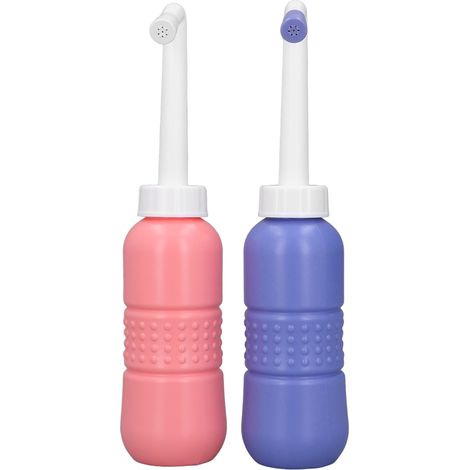 Lot de 2 bidets portables de 450 ml, robustes, élastiques et légers, avec pulvérisateur intégré pour la maison, les voyages et les activités de plein air. (1/5)