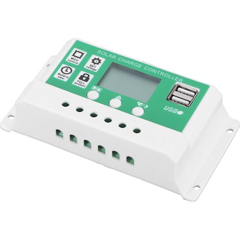 Régulateur de Charge Solaire PWM 10A 12V/24V LCD Réglable pour Batterie (1/5)