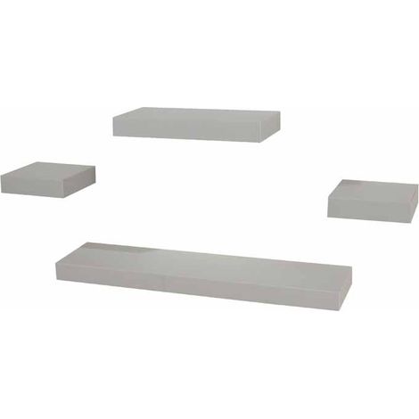 4 Pcs Narrow Hudson Wall Shelf Set - Light Grey