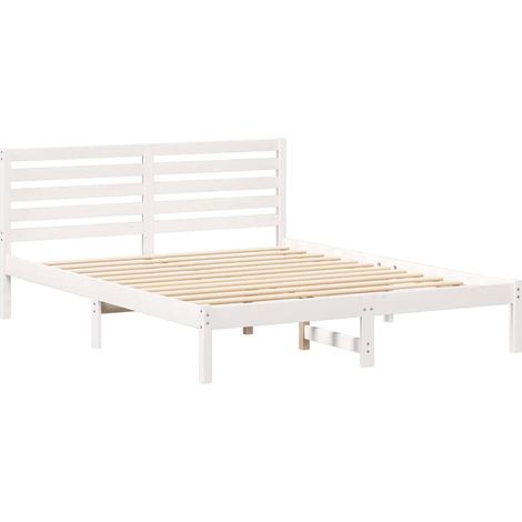 Lit double,Lit adulte,Cadre de lit Blanc 140 x 200 cm Bois massif en pin CFW4353330 (1/5)