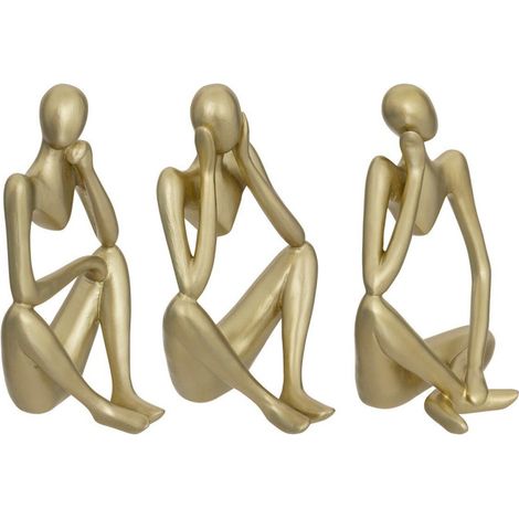 Lot de 3 Statuettes Déco Femme "Le Collectionneur" 17cm Or (1/5)