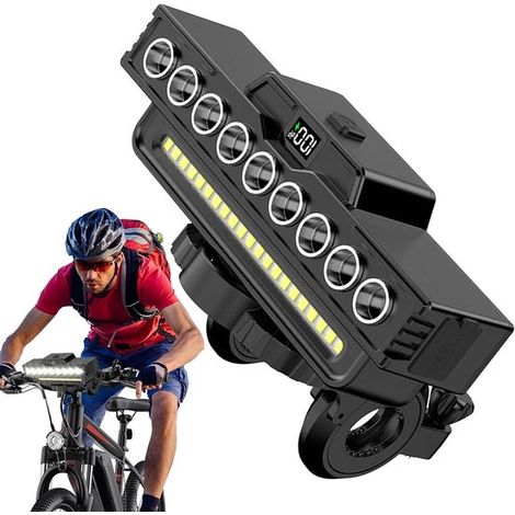 Luz delantera para bicicleta - Lámpara de seguridad para bicicleta - Para paseos nocturnos - Señal potente de 130 dB - Recargable por USB - Negra (1/5)