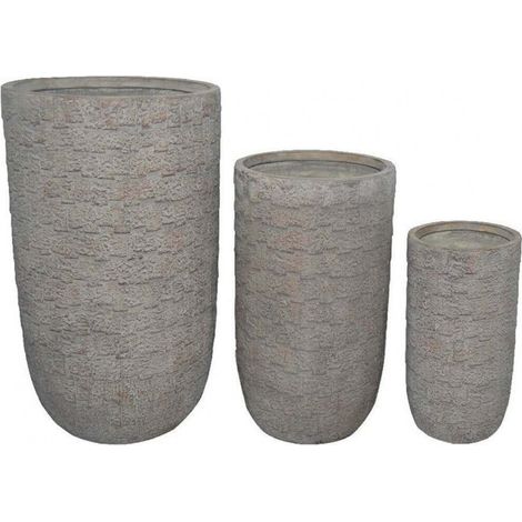 Set 3 Vasi Oleandro in Fibra di argilla Grigio (1/3)