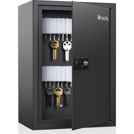 Armoire à Clés à Fente 40 Clés avec Serrure à Combinaison à Code Réinitialisable Boîte à Clés Noire Murale avec Casiers à Fentes Étiquettes de Clés Blanches et Marqueur Permanent (1/5)