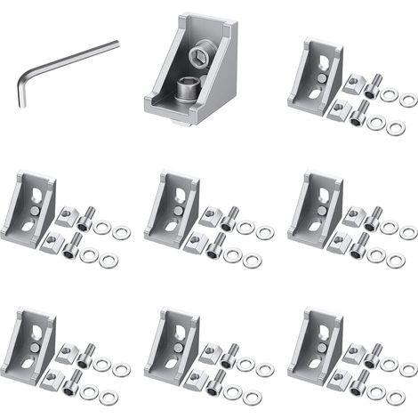 8PCS Befestigungsmaterial Winkel 20x20 Nut6 M5-Aluprofil Befestigung Satz Raster Streben Eckverbinder Aluminium Winkelverbinder Mit Individuelle Verpackung Für DIY-Projekte 3D-Drucker CNC (1/4)